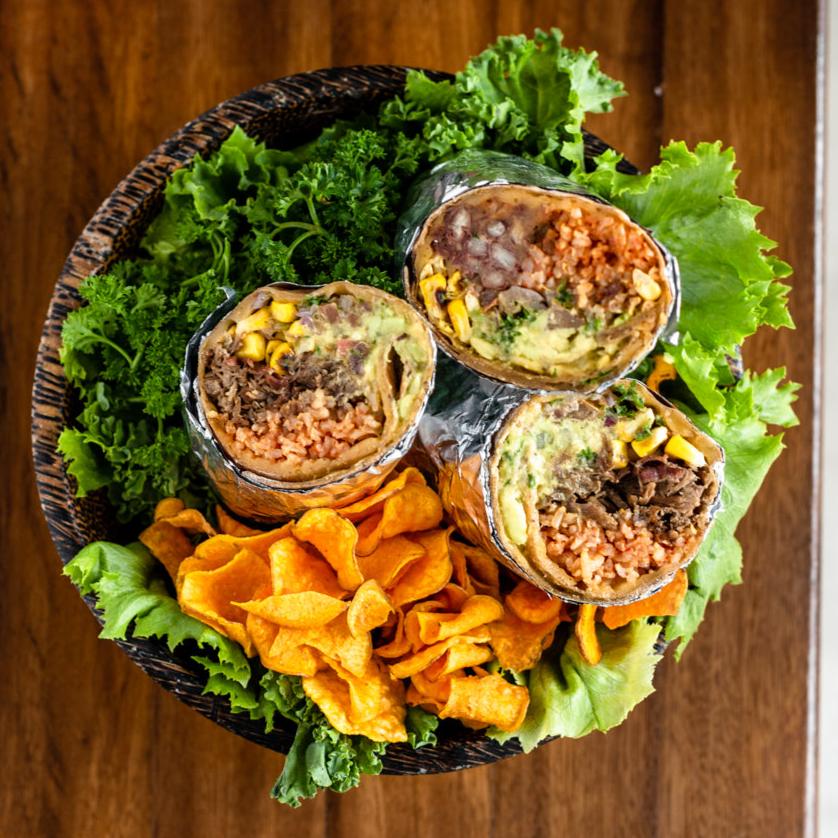 Chicken Beef and Vegetarian Burritos