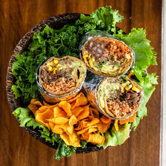 Chicken Beef and Vegetarian Burritos